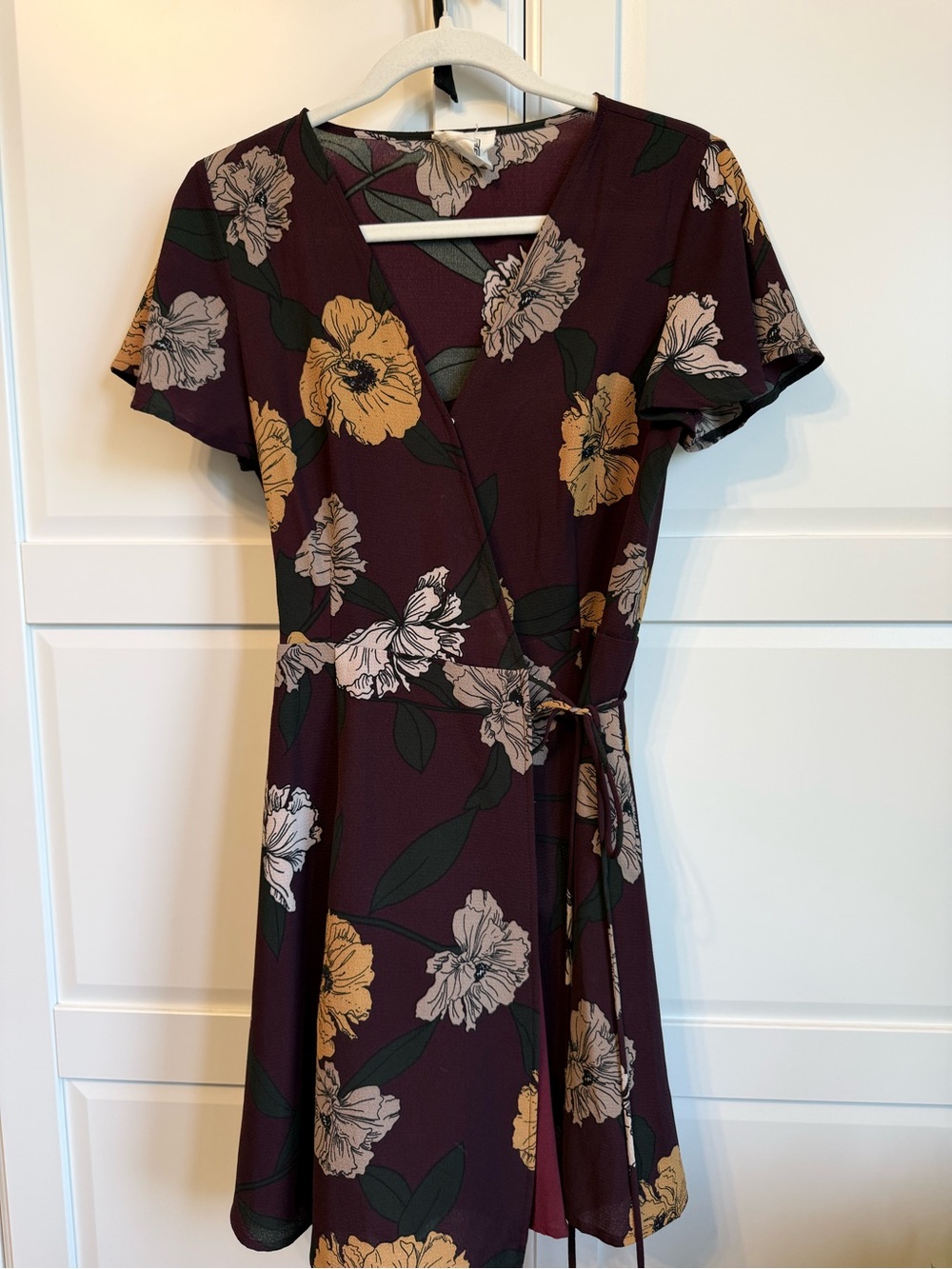 Women’s Burgundy/purple Floral Wrap Dress